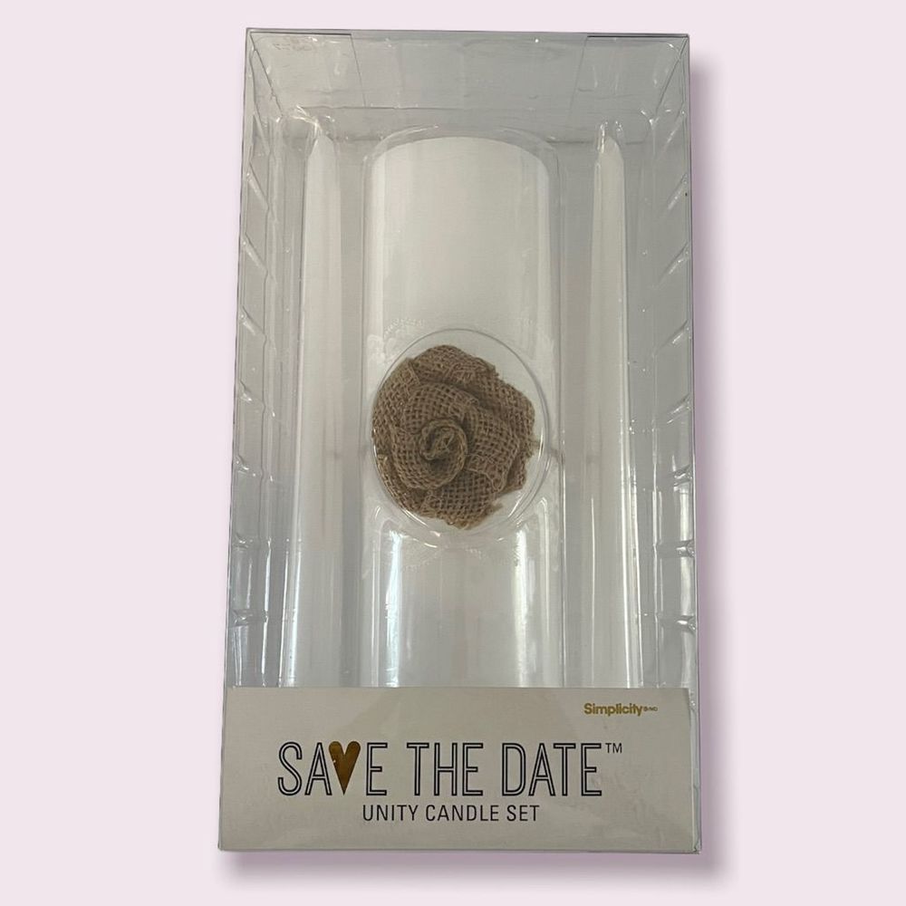 Wedding Unity Candle Set Burlap Flower
